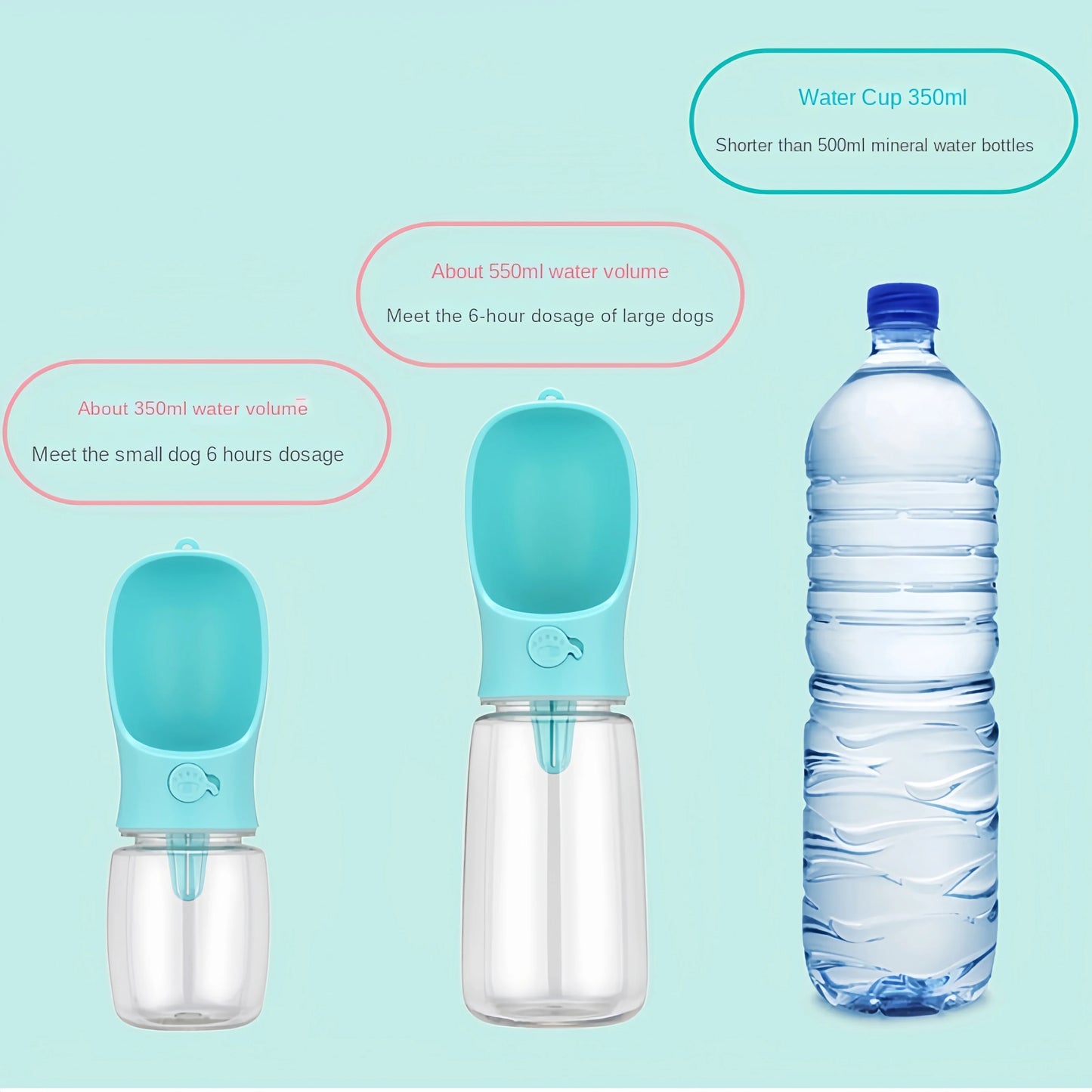 2-in-1 Hunde-Katzen-Wasserflasche mit Aufbewahrung, Futter- und Wasserbehälter für Welpen, Haustiere, Hundenapf, Outdoor-Reisebedarf für Haustiere